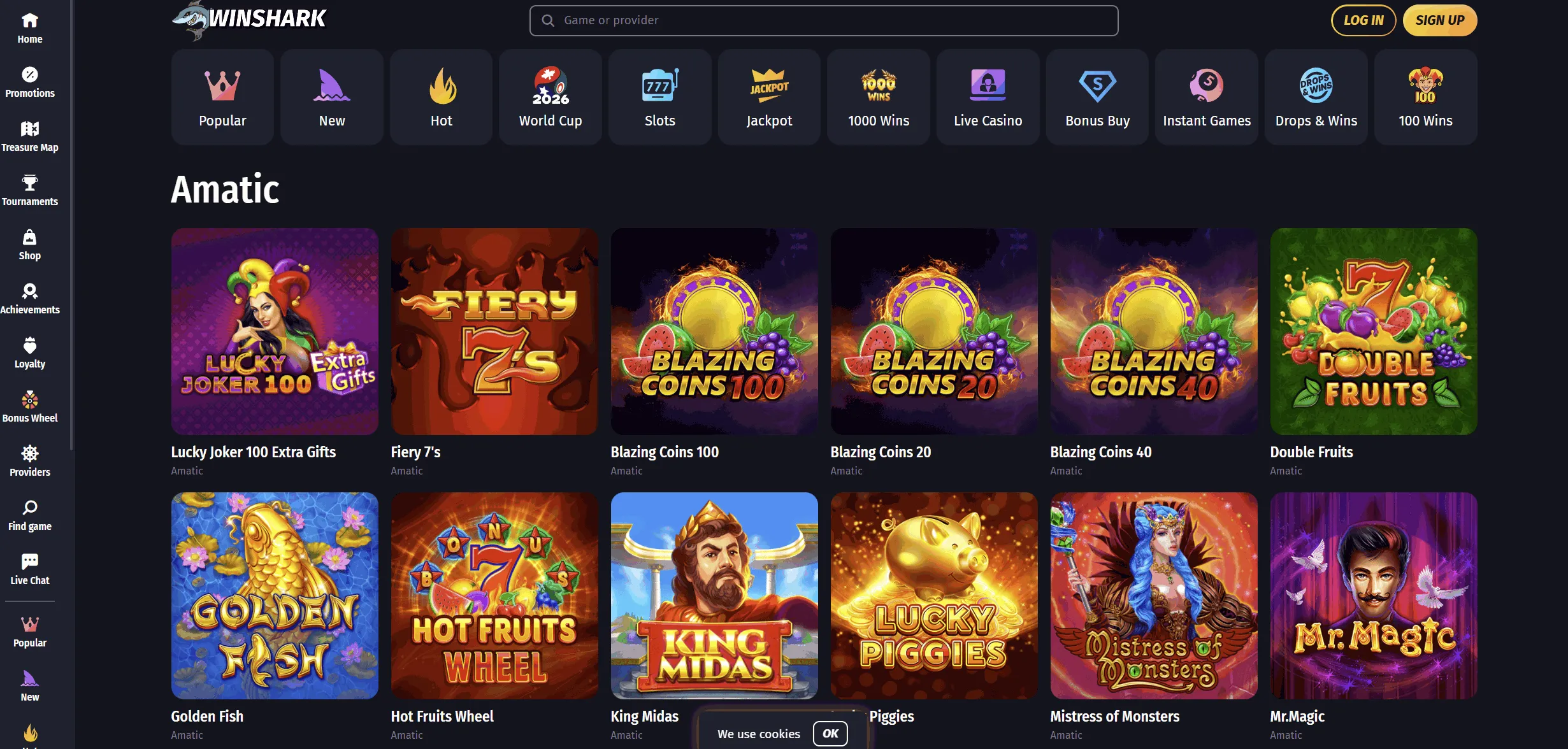 Winshark casino offers Winshark EU online casino homepage
